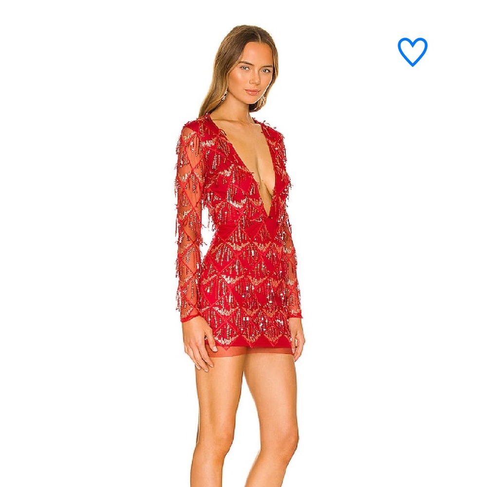 Superdown Scarlet Sequin V-Neck Mini Dress - Picture 2 of 12